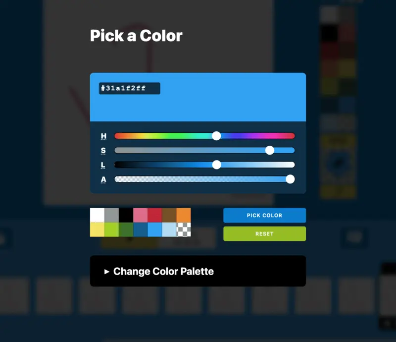 The color picker I created in use on Brush Ninja
