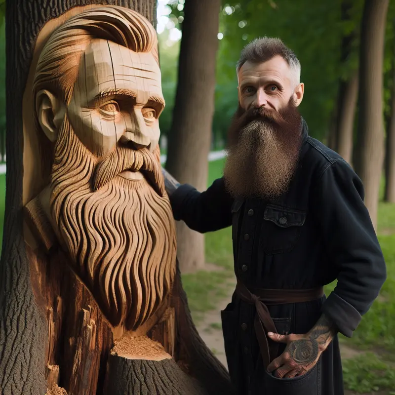 A man who carved the face of his dead father into a tree (it's not real)