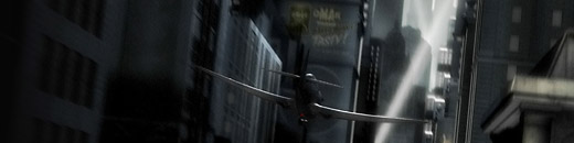 Sky Captain flying over the city