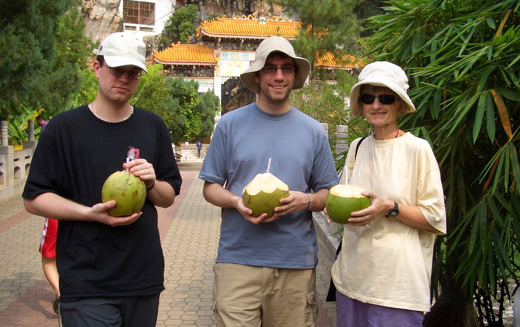 My Brother Joe, Me, and my Aunt Christine drinking straight from a coconut