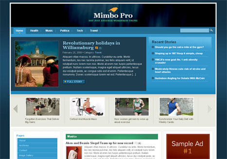 Mimbo Pro screenshot including the use of TimThumb