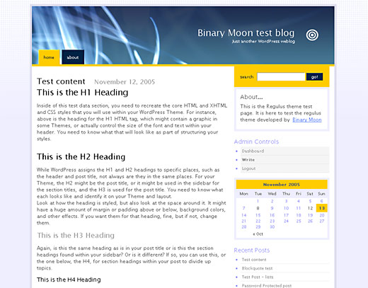 screenshot of the Regulus WordPress Theme in action