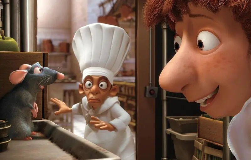 Remy and Linguine in the kitchen Ratatouille Wallpaper