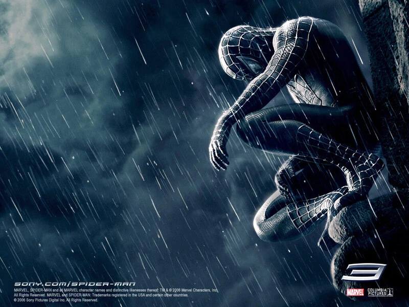 Dark Spiderman in the Rain Wallpaper