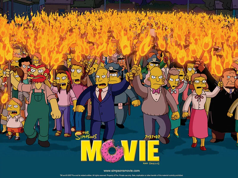 Simpsons Pitchfork Mob Wallpaper