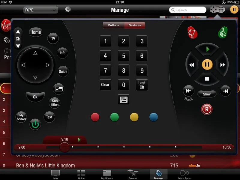 Virgin Media Television Remote control