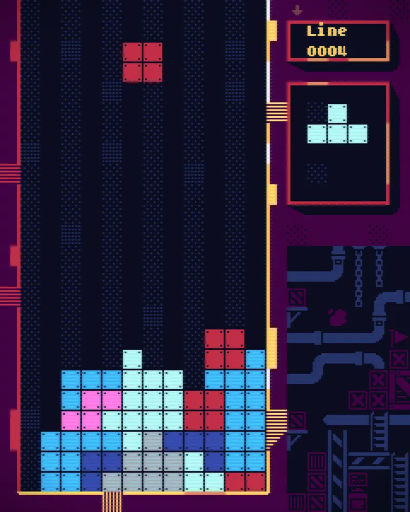 A screenshot of my game Tumble, a heavy debt is owed to Tetris for the inspiration.