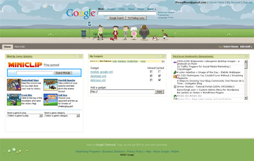 screenshot of Googles Personalized Homepage