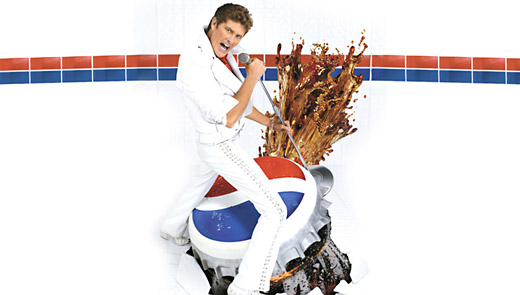 picture of David Hasselhoff with a giant bottle of Pepsi thrusting up between his legs - slightly disturbing if you ask me.