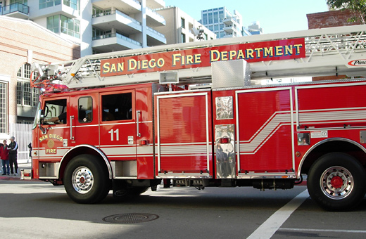 A big red fire truck